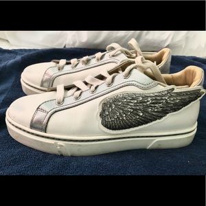 Hermes Calfskin Epsom Womens Velvet Sneakers 39 White Silver